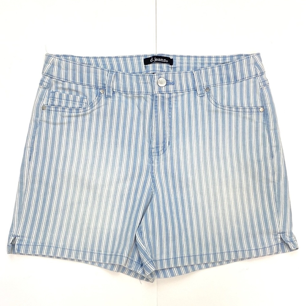 d.jeans Women's Vertical Stripe Blue Jeans Shorts Sz 10